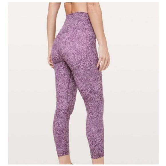 Lululemon 27”  floral align leggings purple size 6 - Picture 1 of 4